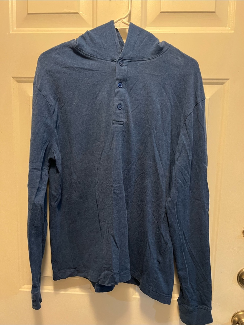 Express Men's Hooded Henley Shirt - Navy Blue